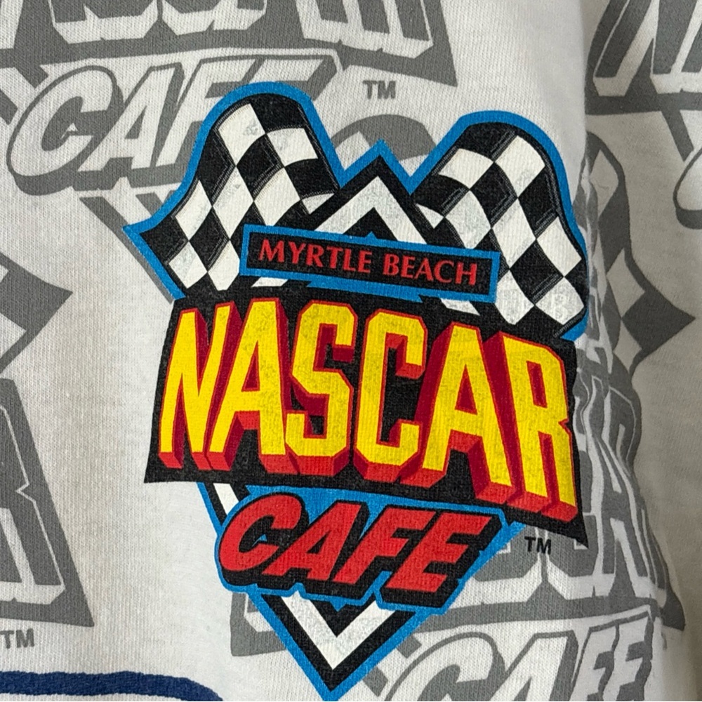 Vtg NASCAR Cafe Myrtle Beach Racing All Over Print 2 Sided T Shirt Size Large - Picture 4 of 11
